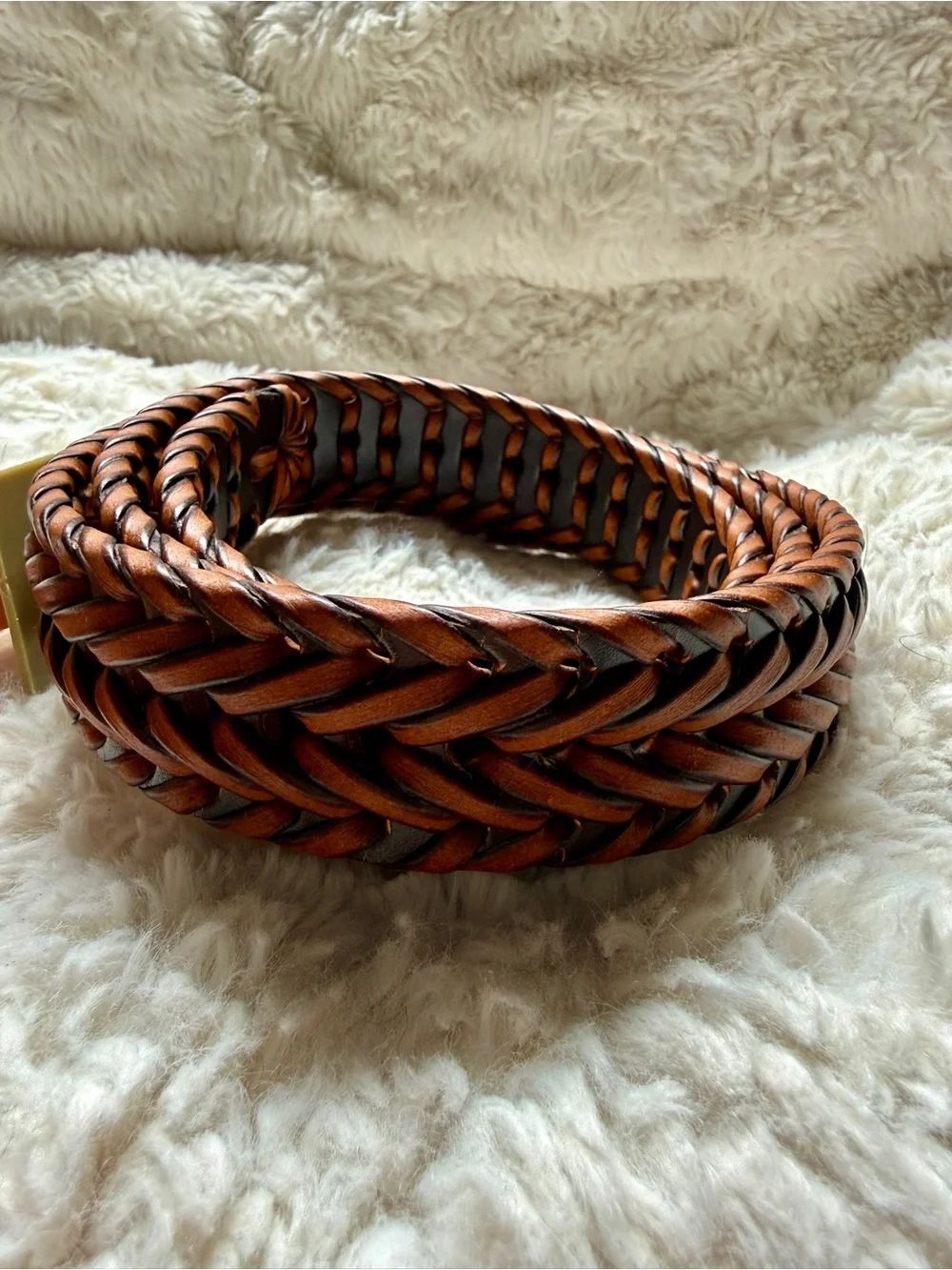 Dockers Braided Leather Belt in Rich Brown